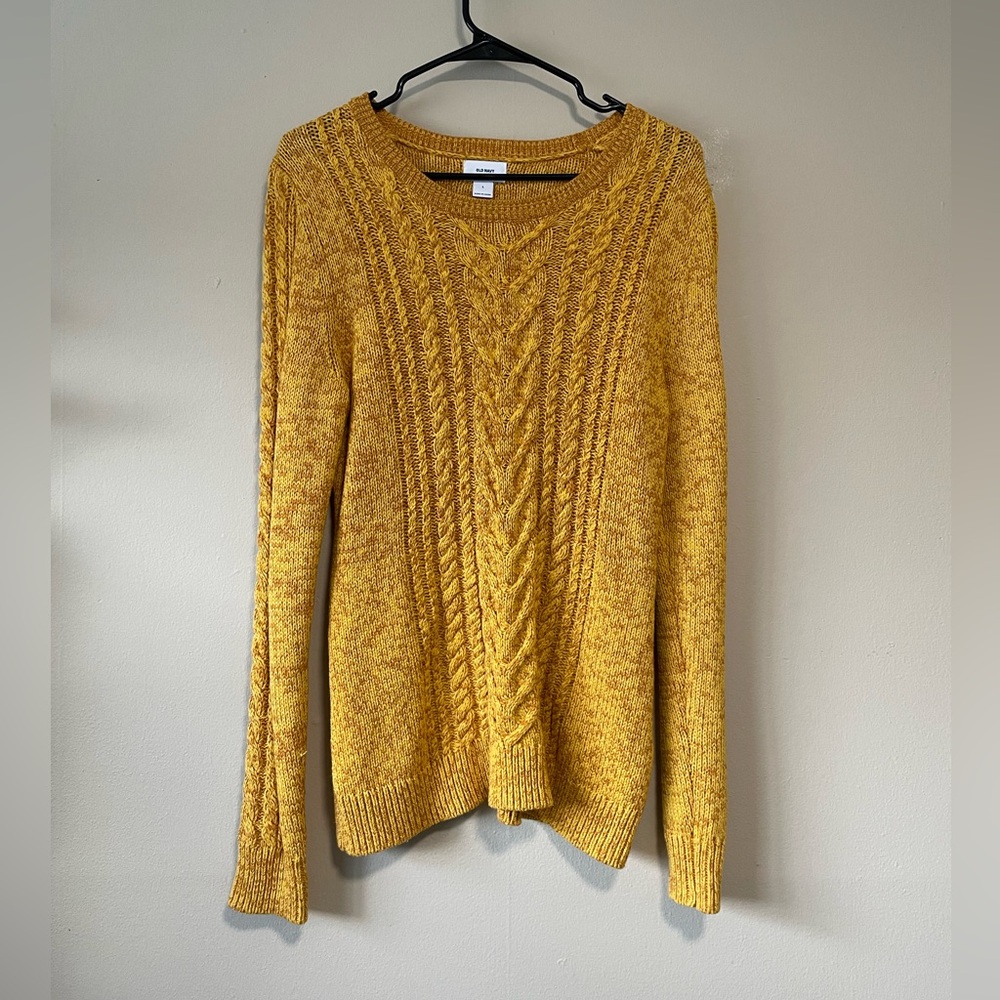 Long yellow knit sweater